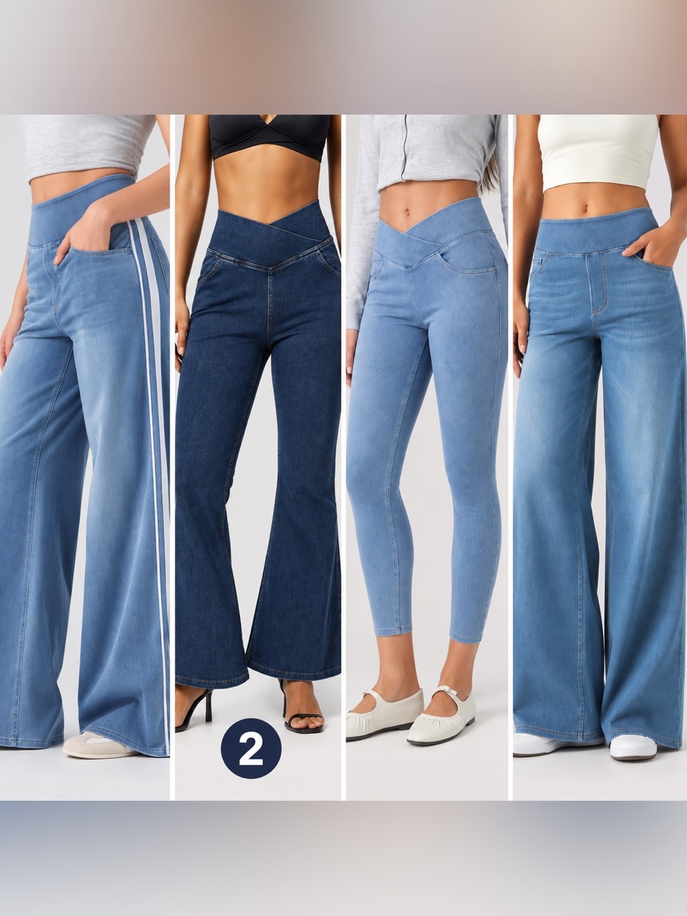 HALARA 5-Pair Jeans Bundle Lot/Bundle- L XL Regular Stretch Denim